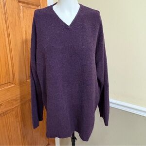 DKNY Classic Heathered V-Neck Purple Knit Top Sz.M